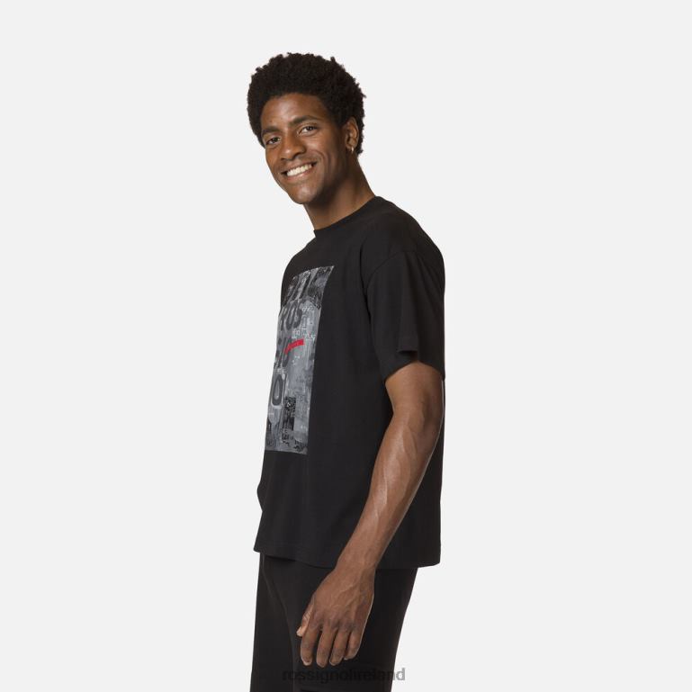 Rossignol Tops Men Cotton Comfortable Graphic Print Tee Black 62R6R15