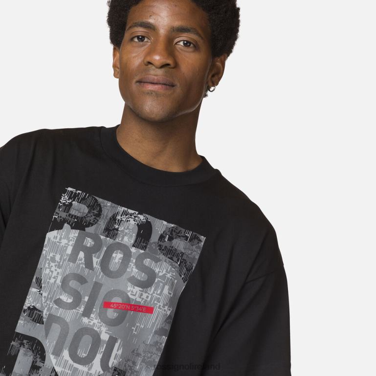 Rossignol Tops Men Cotton Comfortable Graphic Print Tee Black 62R6R15