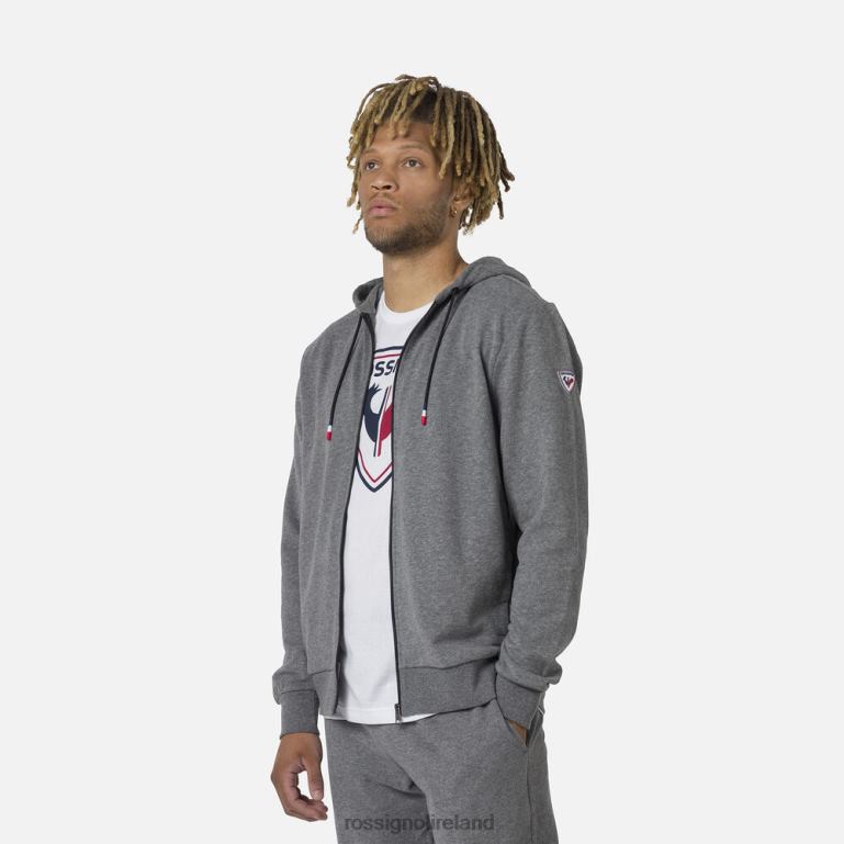 Rossignol Tops Men Full-Zip Hooded Logo Fleece Sweatshirt Heathergrey 62R6R376
