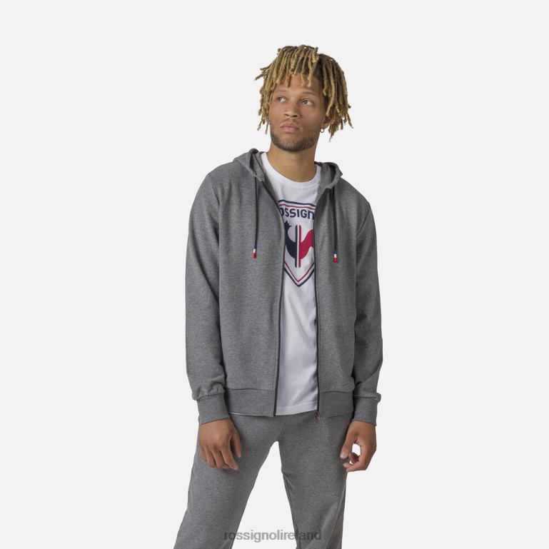 Rossignol Tops Men Full-Zip Hooded Logo Fleece Sweatshirt Heathergrey 62R6R376