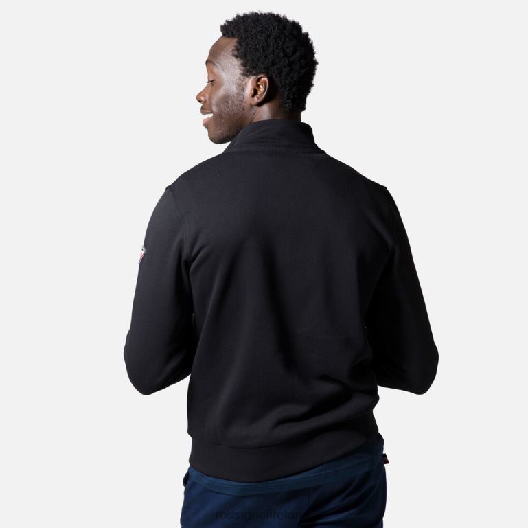 Rossignol Tops Men Full-Zip Logo Cotton Sweatshirt Black 62R6R430