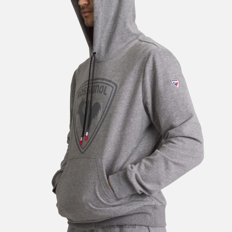 Rossignol Tops Men Hooded Logo Cotton Sweatshirt Heathergrey 62R6R419