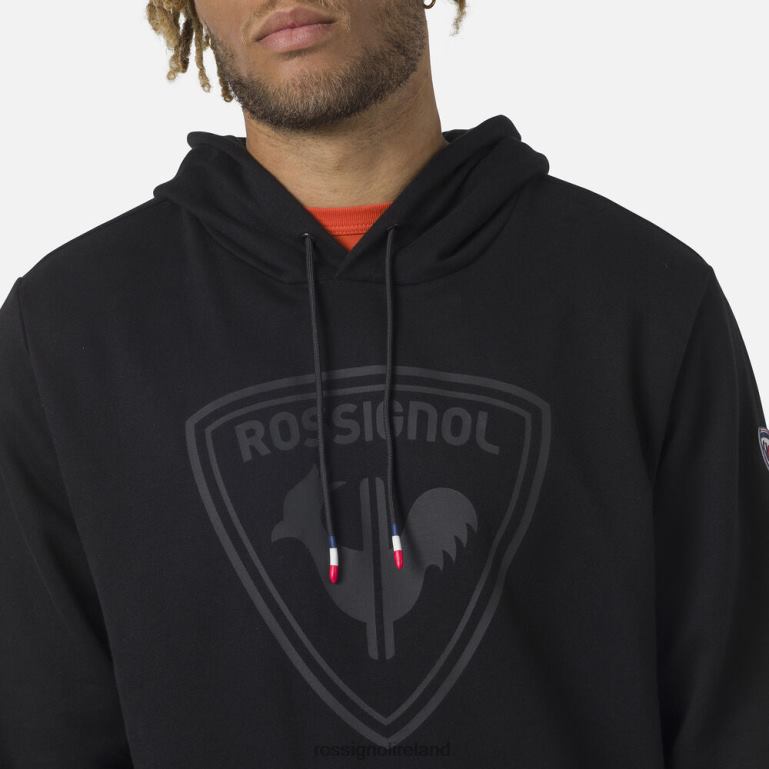 Rossignol Tops Men Hooded Logo Fleece Sweatshirt Black 62R6R103