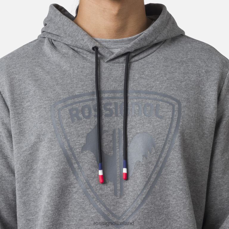 Rossignol Tops Men Hooded Logo Fleece Sweatshirt Heathergrey 62R6R44