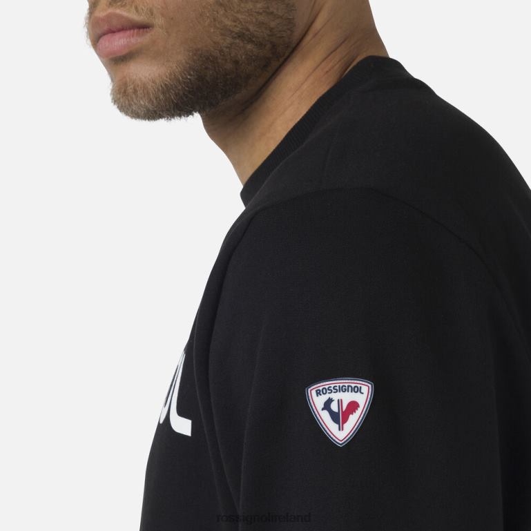 Rossignol Tops Men Logo Cotton Sweatshirt Round Neck Black 62R6R321
