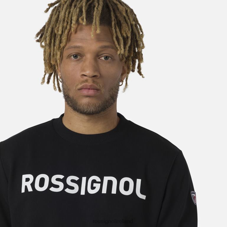 Rossignol Tops Men Logo Cotton Sweatshirt Round Neck Black 62R6R321