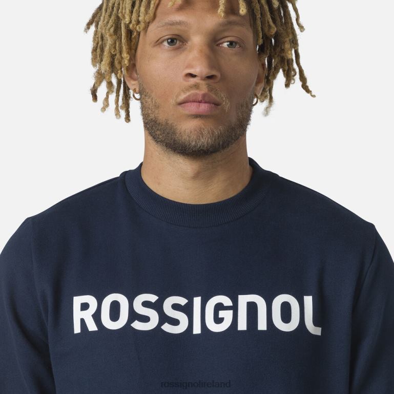 Rossignol Tops Men Logo Cotton Sweatshirt Round Neck Darknavy 62R6R415