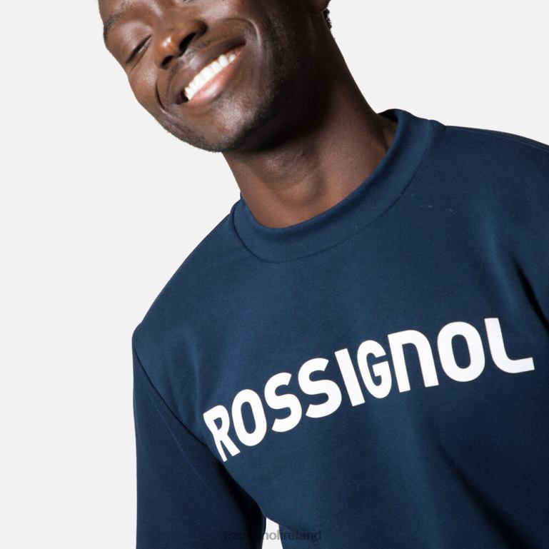 Rossignol Tops Men Logo Cotton Sweatshirt Round Neck Darknavy 62R6R505