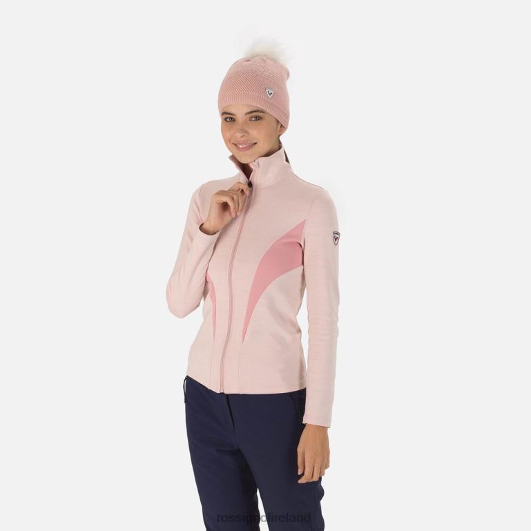 Rossignol Tops Women React Merino Full-Zip Midlayer Powderpink 62R6R742