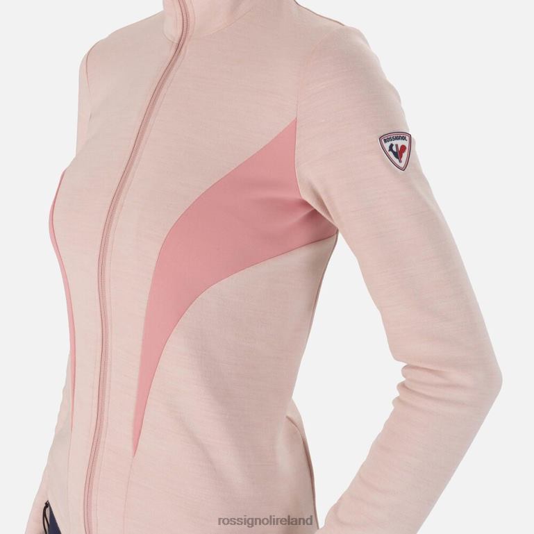 Rossignol Tops Women React Merino Full-Zip Midlayer Powderpink 62R6R742