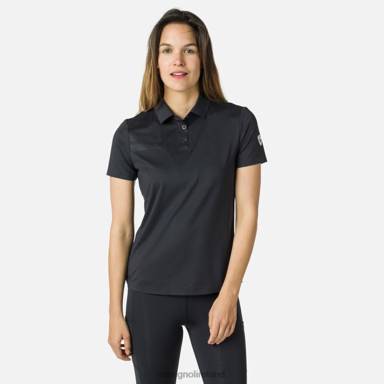 Rossignol Tops Women Lightweight Breathable Polo Shirt Black 62R6R833