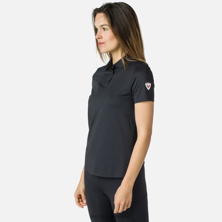 Rossignol Tops Women Lightweight Breathable Polo Shirt Black 62R6R833