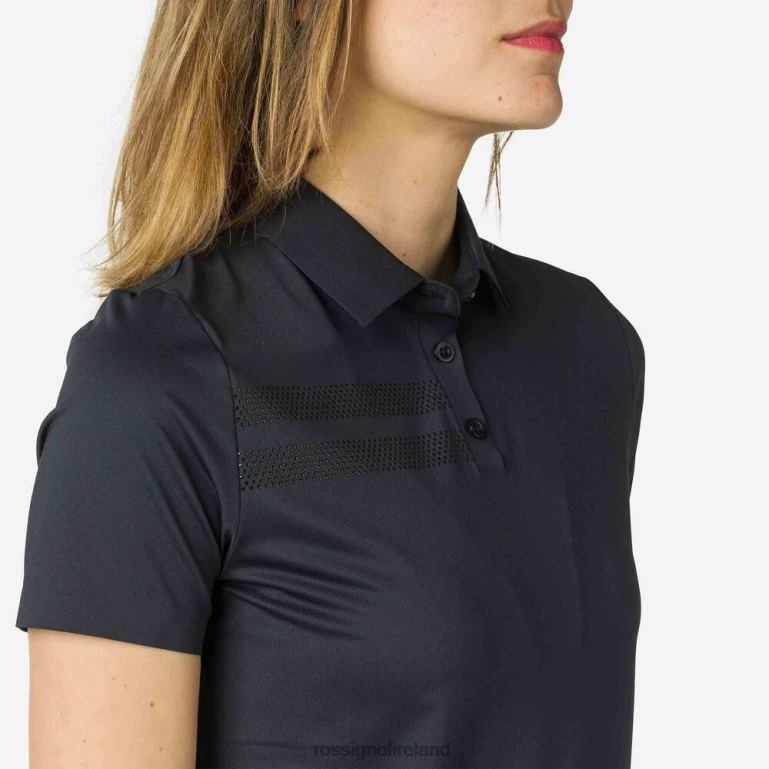 Rossignol Tops Women Lightweight Breathable Polo Shirt Black 62R6R833