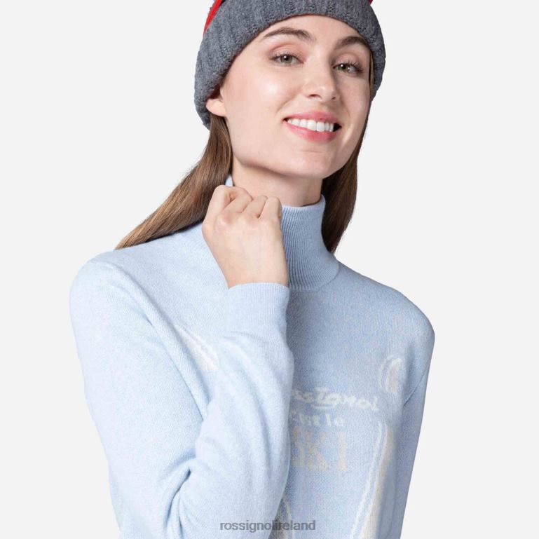 Rossignol Tops Women Victoire Turtleneck Knit Sweater Glacier 62R6R1092