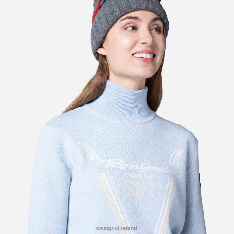 Rossignol Tops Women Victoire Turtleneck Knit Sweater Glacier 62R6R1092