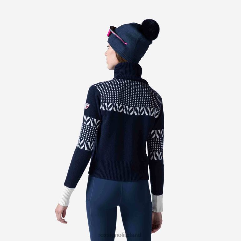 Rossignol Tops Women Vintage Turtleneck Knit Sweater Darknavy 62R6R1041