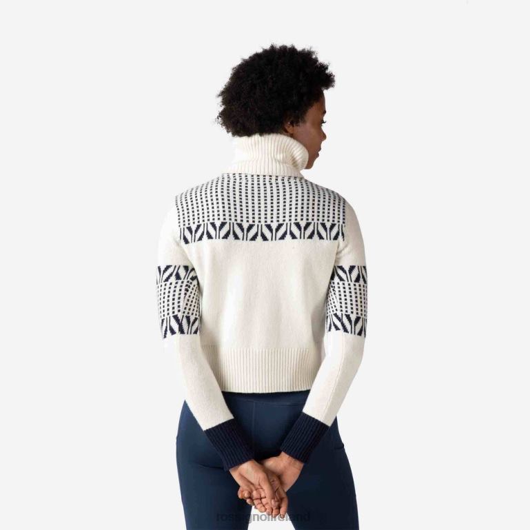 Rossignol Tops Women Vintage Turtleneck Knit Sweater White 62R6R1042