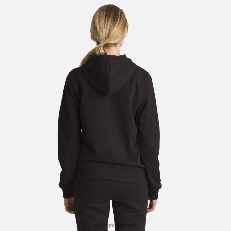 Rossignol Tops Women Full-Zip Hooded Logo Cotton Sweatshirt Black 62R6R912