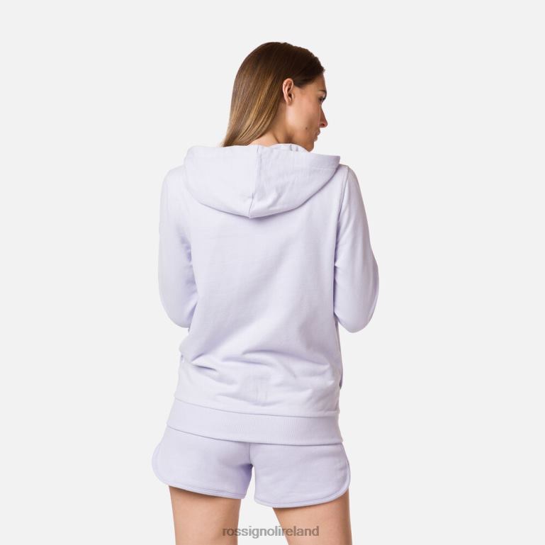 Rossignol Tops Women Full-Zip Hooded Logo Cotton Sweatshirt Lavendergrey 62R6R1004