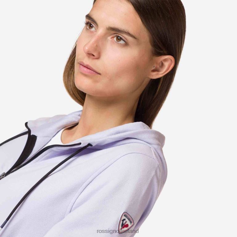 Rossignol Tops Women Full-Zip Hooded Logo Cotton Sweatshirt Lavendergrey 62R6R1004