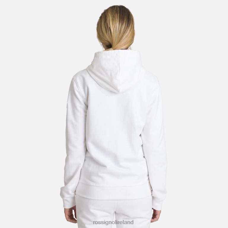 Rossignol Tops Women Full-Zip Hooded Logo Cotton Sweatshirt White 62R6R960