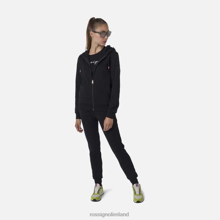 Rossignol Tops Women Full-Zip Hooded Logo Fleece Sweatshirt Black 62R6R888