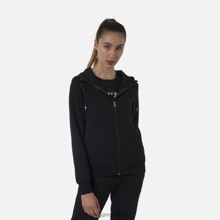 Rossignol Tops Women Full-Zip Hooded Logo Fleece Sweatshirt Black 62R6R888