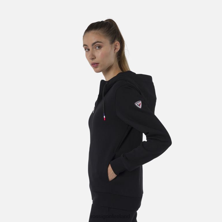 Rossignol Tops Women Full-Zip Hooded Logo Fleece Sweatshirt Black 62R6R888
