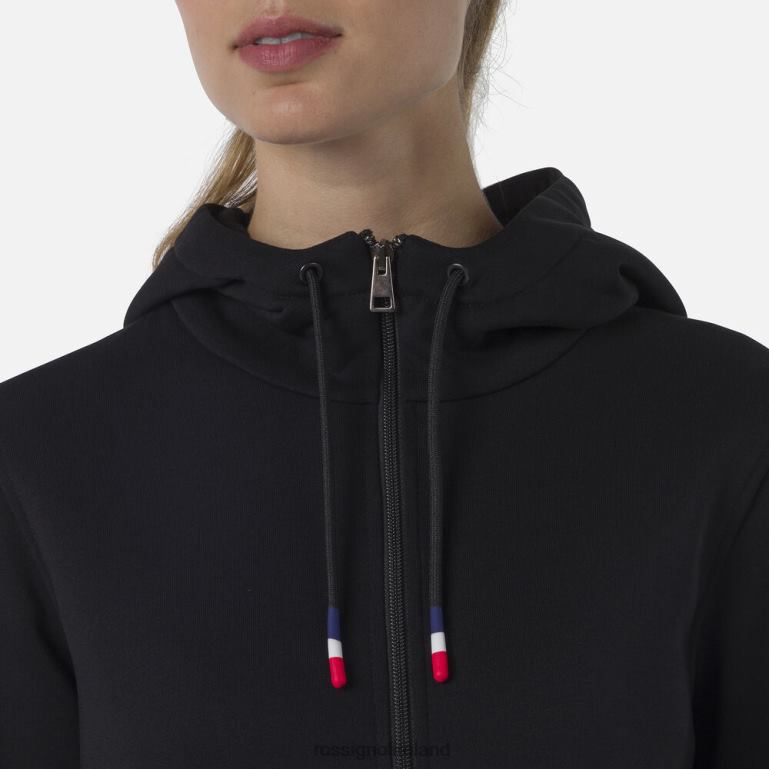 Rossignol Tops Women Full-Zip Hooded Logo Fleece Sweatshirt Black 62R6R888