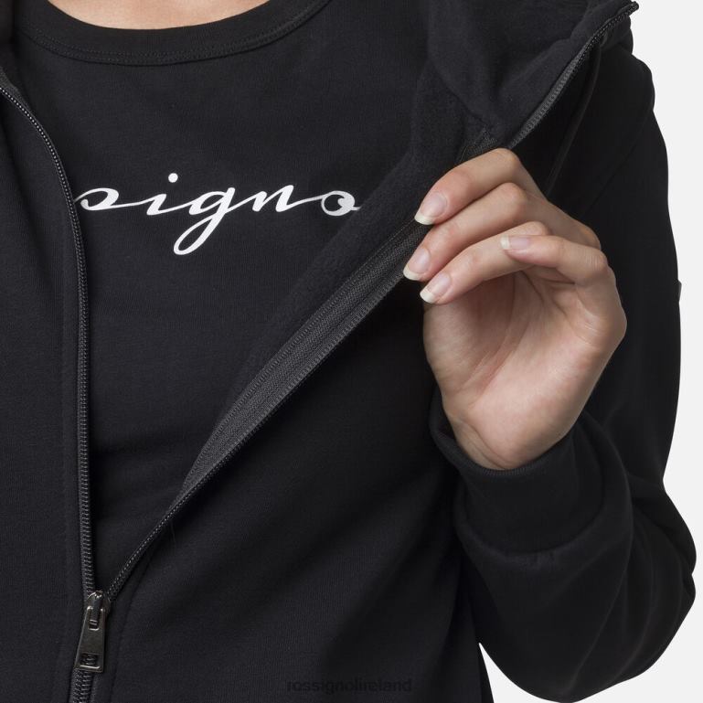 Rossignol Tops Women Full-Zip Hooded Logo Fleece Sweatshirt Black 62R6R888