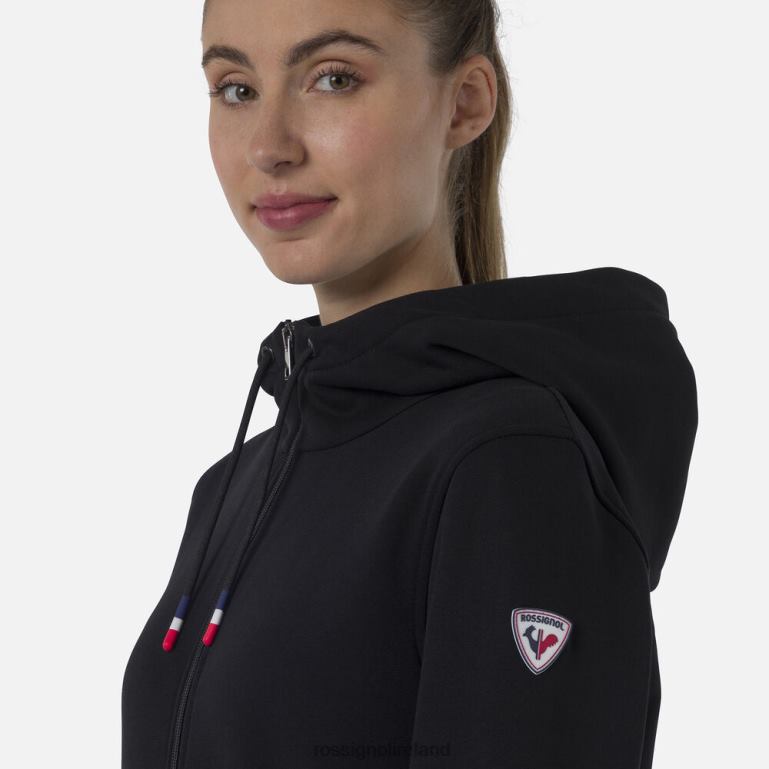 Rossignol Tops Women Full-Zip Hooded Logo Fleece Sweatshirt Black 62R6R888