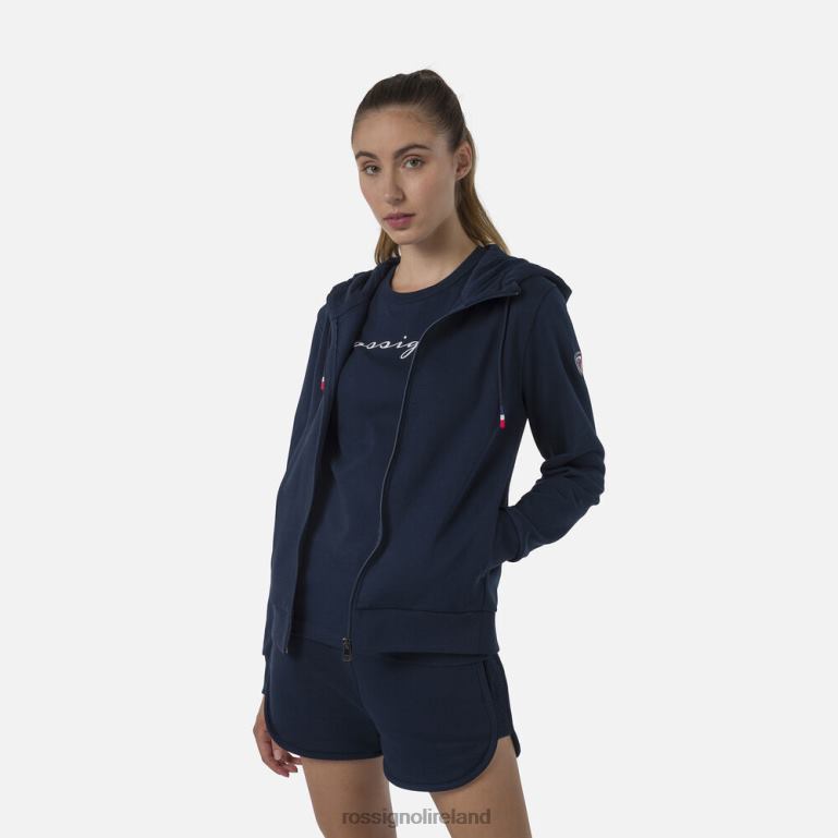 Rossignol Tops Women Full-Zip Hooded Logo Fleece Sweatshirt Darknavy 62R6R935