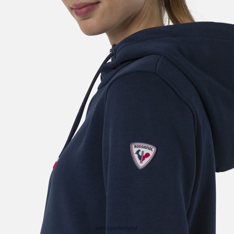 Rossignol Tops Women Full-Zip Hooded Logo Fleece Sweatshirt Darknavy 62R6R935