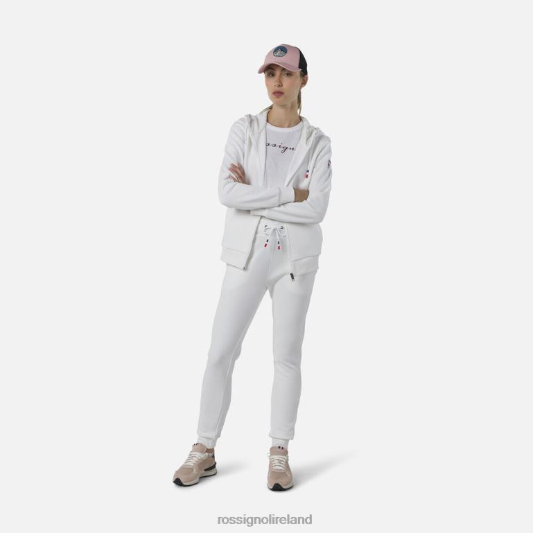 Rossignol Tops Women Full-Zip Hooded Logo Fleece Sweatshirt White 62R6R842