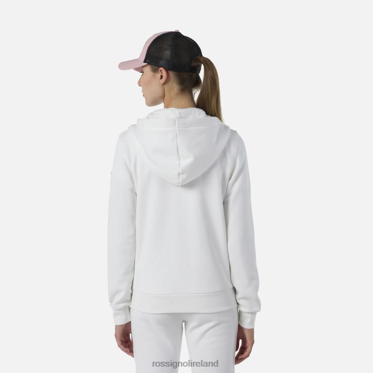 Rossignol Tops Women Full-Zip Hooded Logo Fleece Sweatshirt White 62R6R842
