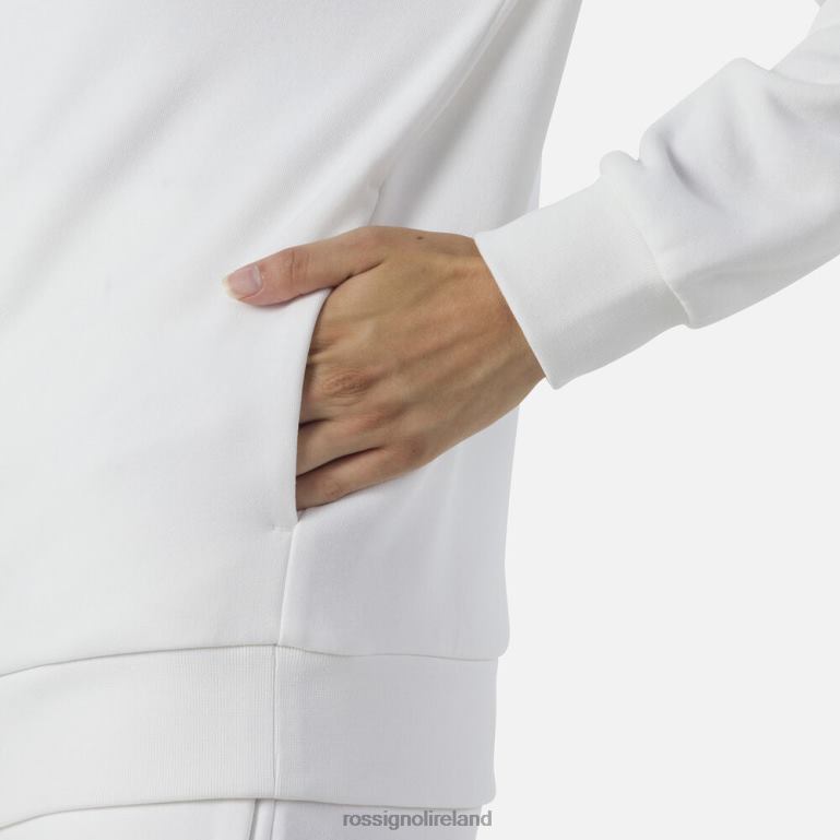 Rossignol Tops Women Full-Zip Hooded Logo Fleece Sweatshirt White 62R6R842