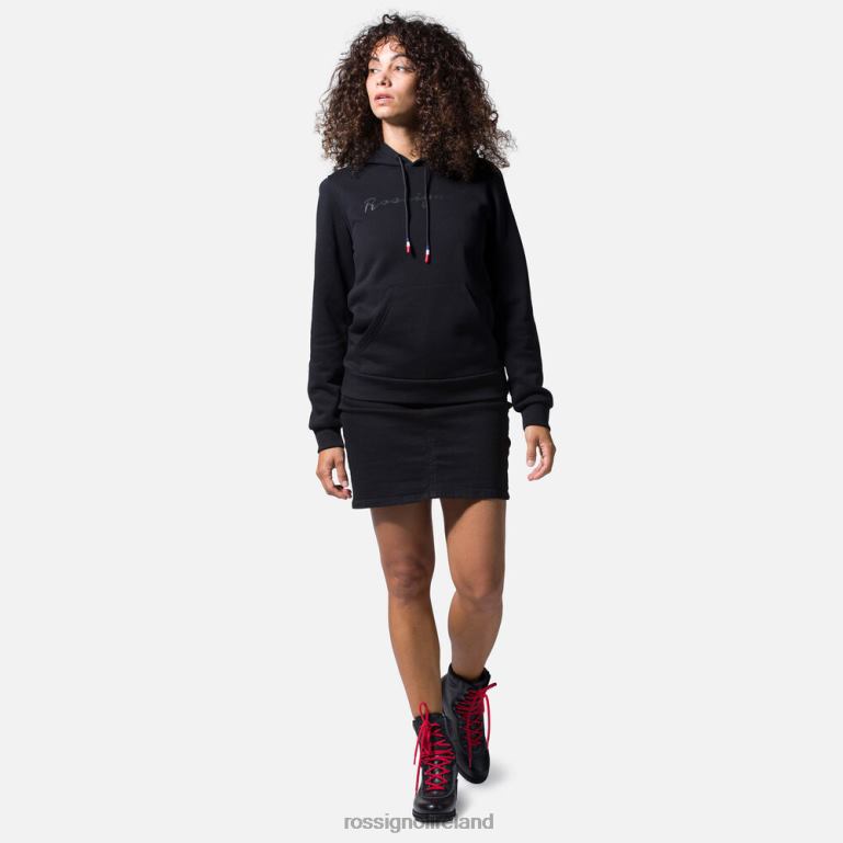 Rossignol Tops Women Hooded Logo Cotton Sweatshirt Black 62R6R962