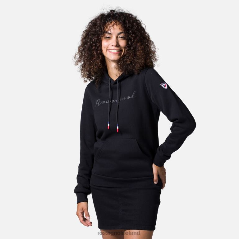 Rossignol Tops Women Hooded Logo Cotton Sweatshirt Black 62R6R962