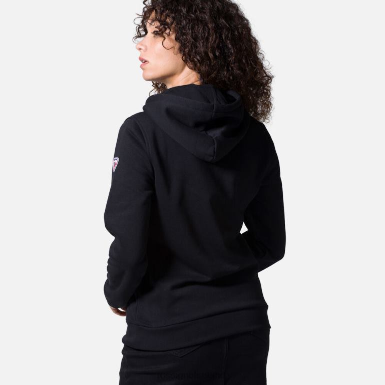 Rossignol Tops Women Hooded Logo Cotton Sweatshirt Black 62R6R962