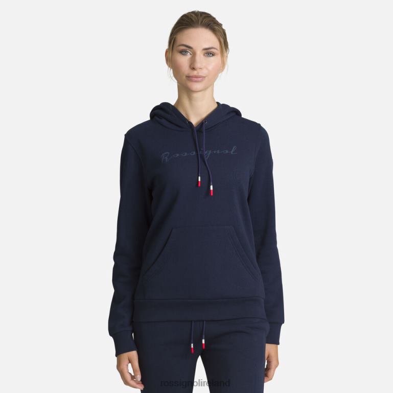 Rossignol Tops Women Hooded Logo Cotton Sweatshirt Darknavy 62R6R711