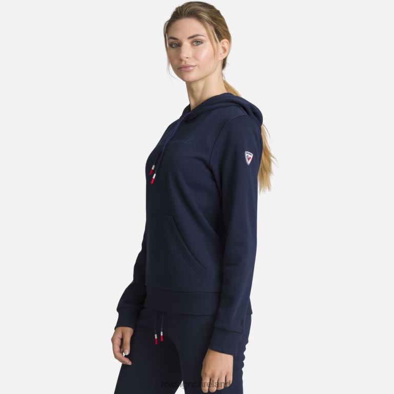 Rossignol Tops Women Hooded Logo Cotton Sweatshirt Darknavy 62R6R711
