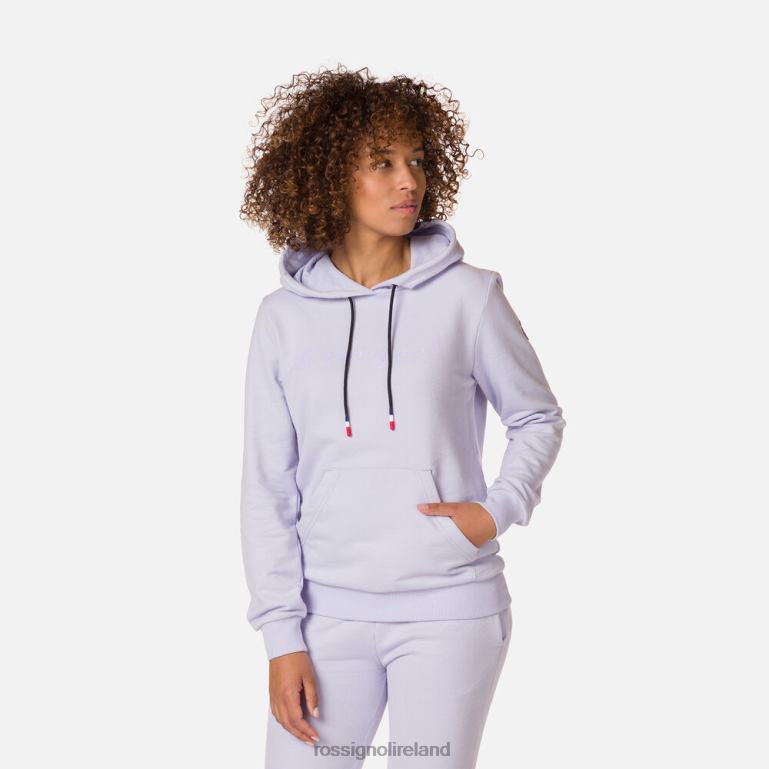Rossignol Tops Women Hooded Logo Cotton Sweatshirt Lavendergrey 62R6R745