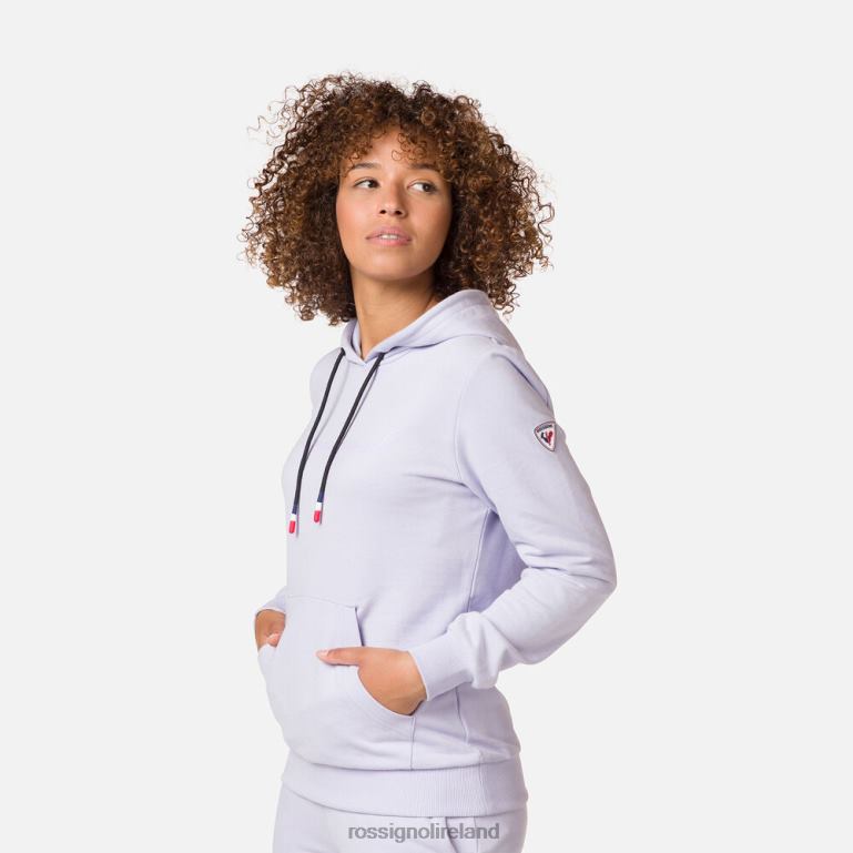 Rossignol Tops Women Hooded Logo Cotton Sweatshirt Lavendergrey 62R6R745