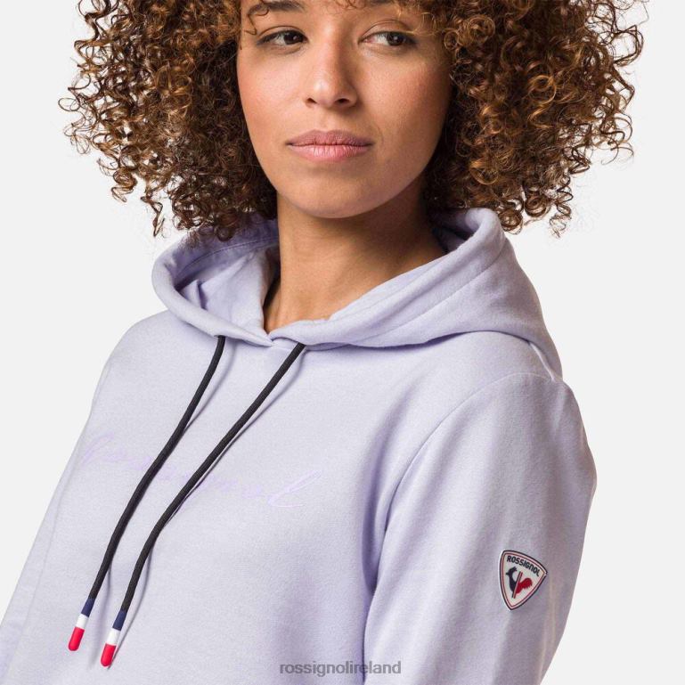 Rossignol Tops Women Hooded Logo Cotton Sweatshirt Lavendergrey 62R6R745