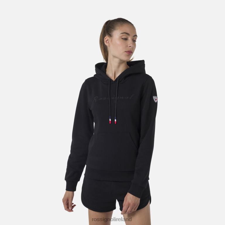 Rossignol Tops Women Hooded Logo Fleece Sweatshirt Black 62R6R910