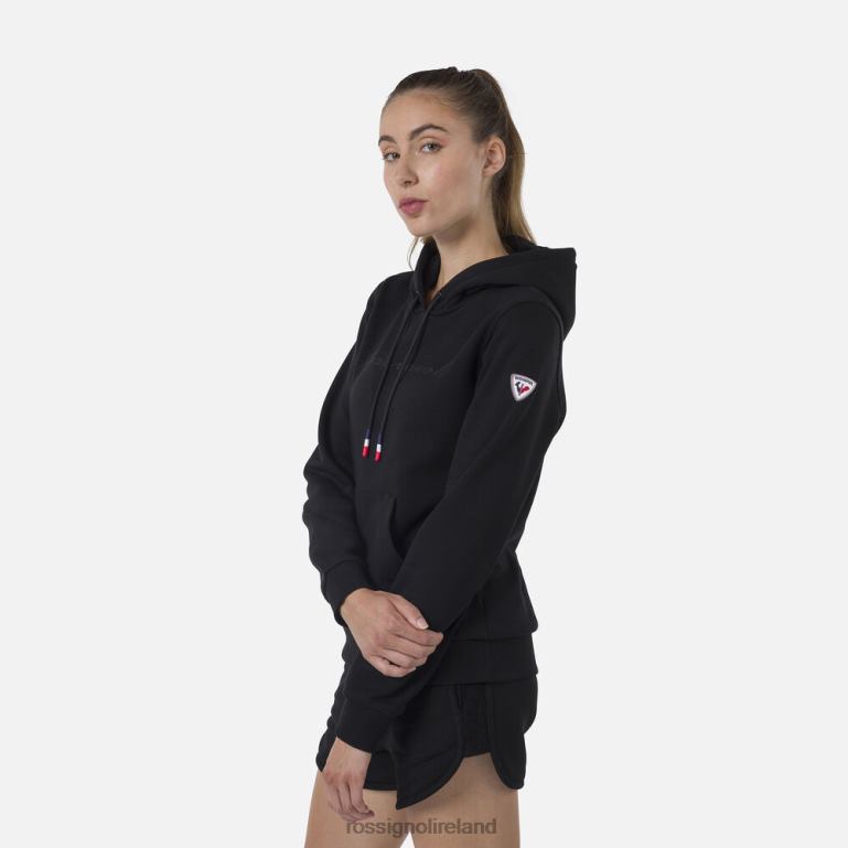 Rossignol Tops Women Hooded Logo Fleece Sweatshirt Black 62R6R910