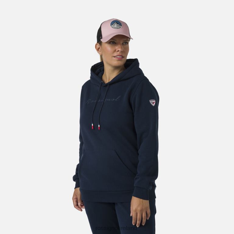 Rossignol Tops Women Hooded Logo Fleece Sweatshirt Darknavy 62R6R717