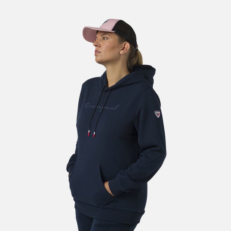 Rossignol Tops Women Hooded Logo Fleece Sweatshirt Darknavy 62R6R717