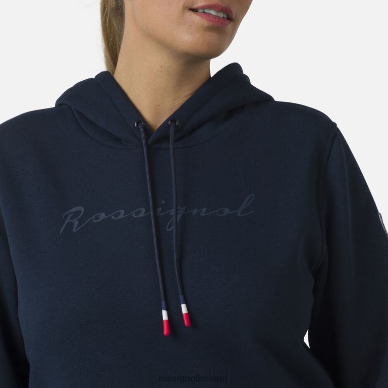 Rossignol Tops Women Hooded Logo Fleece Sweatshirt Darknavy 62R6R717