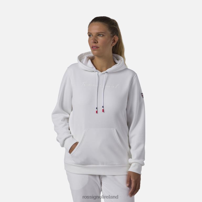 Rossignol Tops Women Hooded Logo Fleece Sweatshirt White 62R6R845